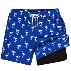 Sale OUKU Men's Swim Trunks Swim Shorts Board Shorts Bottoms Drawstring 2 in 1 with Pockets Swimming Surfing Beach Water Sports Printed Summer Spring