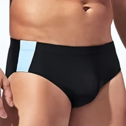 Clearance OUKU Men's Swim Trunks Swim Shorts Swimwear Bottoms Swimming Surfing Beach Water Sports Patchwork Summer Spring Black