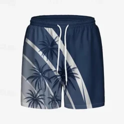 Hot OUKU Men's Swim Trunks Swim Shorts Board Shorts Bottoms Drawstring with Pockets Swimming Surfing Beach Water Sports Tropical Printed Summer Spring Navy / Blue