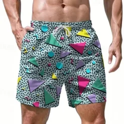 Hot OUKU Men's Swim Trunks Swim Shorts Board Shorts Bottoms Drawstring with Pockets Swimming Surfing Beach Water Sports Printed Summer Spring Light Green