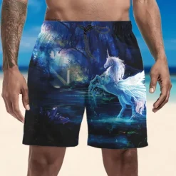 Clearance OUKU Men's Swim Trunks Swim Shorts Quick Dry Lightweight Board Shorts Bottoms with Pockets Drawstring Swimming Surfing Beach Water Sports Animals Summer