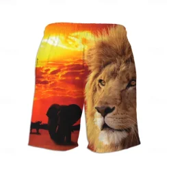 Clearance OUKU Men's Swim Trunks Swim Shorts Quick Dry Lightweight Board Shorts Bottoms with Pockets Drawstring Swimming Surfing Beach Water Sports Animals Summer