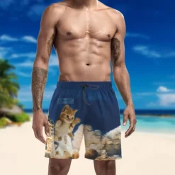 Clearance OUKU Men's Swim Trunks Swim Shorts Quick Dry Lightweight Board Shorts Bottoms with Pockets Drawstring Swimming Surfing Beach Water Sports Animals Summer