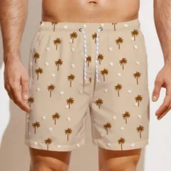 OUKU Men's Swim Trunks Swim Shorts Board Shorts Bathing Suit Drawstring with Pockets Swimming Surfing Beach Water Sports Patchwork Printed Summer Spring