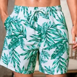 OUKU Men's Swim Trunks Swim Shorts Board Shorts Bathing Suit Drawstring with Pockets Swimming Surfing Beach Water Sports Patchwork Printed Summer Spring