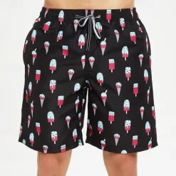 Hot OUKU Men's Swim Trunks Swim Shorts Quick Dry Lightweight Board Shorts Bathing Suit with Pockets Drawstring Swimming Surfing Beach Water Sports Printed Summer Black