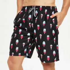 Hot OUKU Men's Swim Trunks Swim Shorts Quick Dry Lightweight Board Shorts Bathing Suit with Pockets Drawstring Swimming Surfing Beach Water Sports Printed Summer Black