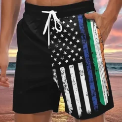 Sale OUKU Men's Swim Trunks Swim Shorts 4-Way Stretch Fabric Board Shorts Bottoms Drawstring with Pockets Swimming Surfing Beach Water Sports Printed National Flag Summer Spring