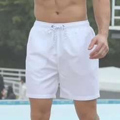 Online OUKU Men's Swim Trunks Swim Shorts Board Shorts Plain Quick dry Breathable Drawstring Elastic Waist Vacation Beach Hawaiian Casual White