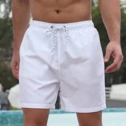 Online OUKU Men's Swim Trunks Swim Shorts Board Shorts Plain Quick dry Breathable Drawstring Elastic Waist Vacation Beach Hawaiian Casual White