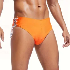 Clearance OUKU Men's Swim Trunks Swim Shorts Swimwear Bottoms Drawstring Swimming Surfing Beach Water Sports Solid Colored Summer Spring Orange