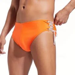 Clearance OUKU Men's Swim Trunks Swim Shorts Swimwear Bottoms Drawstring Swimming Surfing Beach Water Sports Solid Colored Summer Spring Orange