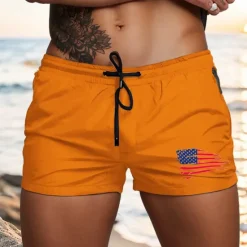 New OUKU Men's Swim Trunks Swim Shorts Board Shorts National Flag Quick dry Breathable Drawstring with Mesh lining Elastic Waist Vacation Beach Hawaiian Casual White Light Green