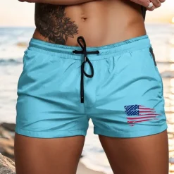 New OUKU Men's Swim Trunks Swim Shorts Board Shorts National Flag Quick dry Breathable Drawstring with Mesh lining Elastic Waist Vacation Beach Hawaiian Casual White Light Green