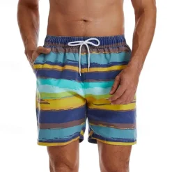 Clearance OUKU Men's Swim Trunks Swim Shorts Board Shorts Bottoms Drawstring with Pockets Swimming Surfing Beach Water Sports Tropical Printed Summer Spring