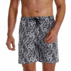 Clearance OUKU Men's Swim Trunks Swim Shorts Board Shorts Bottoms Drawstring with Pockets Swimming Surfing Beach Water Sports Tropical Printed Summer Spring