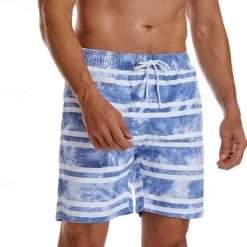 Clearance OUKU Men's Swim Trunks Swim Shorts Board Shorts Bottoms Drawstring with Pockets Swimming Surfing Beach Water Sports Tropical Printed Summer Spring