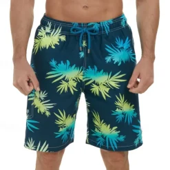 Clearance OUKU Men's Swim Trunks Swim Shorts Board Shorts Bathing Suit Drawstring with Pockets Swimming Surfing Beach Water Sports Tropical Printed Summer Spring