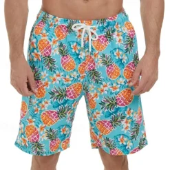 Clearance OUKU Men's Swim Trunks Swim Shorts Board Shorts Bathing Suit Drawstring with Pockets Swimming Surfing Beach Water Sports Tropical Printed Summer Spring