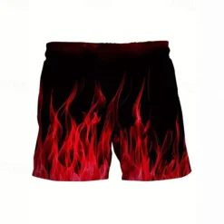 Online OUKU Men's Swim Trunks Swim Shorts Board Shorts Bottoms Drawstring with Pockets Swimming Surfing Beach Water Sports Printed Summer Spring Red