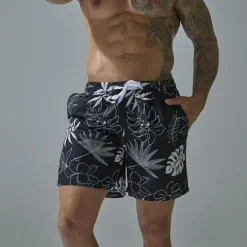Discount OUKU Men's Swim Trunks Swim Shorts Quick Dry Lightweight Board Shorts Bathing Suit with Pockets Mesh Lining Drawstring Swimming Surfing Beach Water Sports Printed Summer White / black