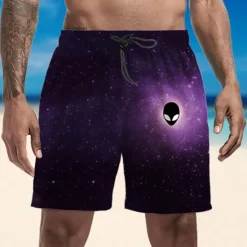 New OUKU Men's Swim Trunks Swim Shorts Quick Dry Lightweight Board Shorts Bottoms with Pockets Drawstring Swimming Surfing Beach Water Sports Universe Summer