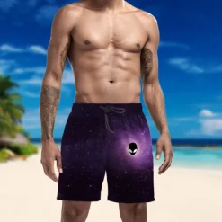 New OUKU Men's Swim Trunks Swim Shorts Quick Dry Lightweight Board Shorts Bottoms with Pockets Drawstring Swimming Surfing Beach Water Sports Universe Summer