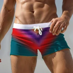 OUKU Men's Swim Trunks Swim Shorts Swimwear Bottoms Drawstring Swimming Surfing Beach Water Sports Patchwork Summer Spring