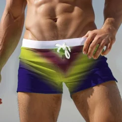 OUKU Men's Swim Trunks Swim Shorts Swimwear Bottoms Drawstring Swimming Surfing Beach Water Sports Patchwork Summer Spring