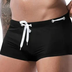 New OUKU Men's Swim Trunks Swim Shorts Swimwear Bottoms Drawstring Swimming Surfing Beach Water Sports Solid Colored Summer Spring Black