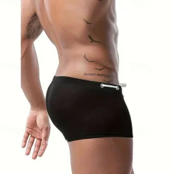 New OUKU Men's Swim Trunks Swim Shorts Swimwear Bottoms Drawstring Swimming Surfing Beach Water Sports Solid Colored Summer Spring Black