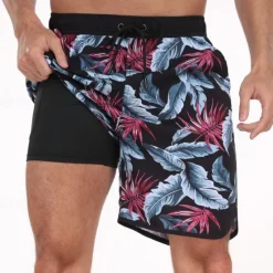 Best OUKU Men's Swim Trunks Swim Shorts Board Shorts Bathing Suit Drawstring with Pockets Swimming Surfing Beach Water Sports Printed Summer Spring