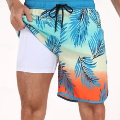 Best OUKU Men's Swim Trunks Swim Shorts Board Shorts Bathing Suit Drawstring with Pockets Swimming Surfing Beach Water Sports Printed Summer Spring