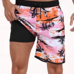 Best OUKU Men's Swim Trunks Swim Shorts Board Shorts Bathing Suit Drawstring with Pockets Swimming Surfing Beach Water Sports Printed Summer Spring