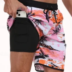Best OUKU Men's Swim Trunks Swim Shorts Board Shorts Bathing Suit Drawstring with Pockets Swimming Surfing Beach Water Sports Printed Summer Spring