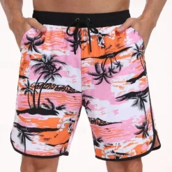 Best OUKU Men's Swim Trunks Swim Shorts Board Shorts Bathing Suit Drawstring with Pockets Swimming Surfing Beach Water Sports Printed Summer Spring