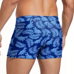 Online OUKU Men's Swim Trunks Swim Shorts Swimwear Bottoms Drawstring Swimming Surfing Beach Water Sports Printed Summer Spring Blue