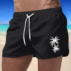 Discount OUKU Men's Swim Trunks Swim Shorts Board Shorts Coconut Tree Quick dry Breathable Drawstring Elastic Waist Vacation Beach Hawaiian Casual Black White