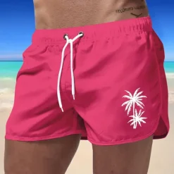 Discount OUKU Men's Swim Trunks Swim Shorts Board Shorts Coconut Tree Quick dry Breathable Drawstring Elastic Waist Vacation Beach Hawaiian Casual Black White