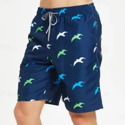Hot OUKU Men's Swim Trunks Swim Shorts Quick Dry Lightweight Board Shorts Bathing Suit with Pockets Drawstring Swimming Surfing Beach Water Sports Printed Summer Blue