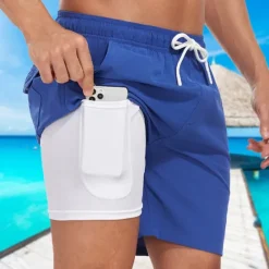 Discount OUKU Men's Swim Trunks Swim Shorts Board Shorts Pocket Drawstring Elastic Waistband With Compression Liner Shorts Outdoor Beach Swimming Pool Quick Dry Lightweight Soft Swimming Beach Tailored Fit