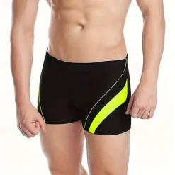 OUKU Men's Swim Trunks Swim Shorts Spandex Swimwear Bottoms Swimming Surfing Beach Water Sports Patchwork Summer Spring Black