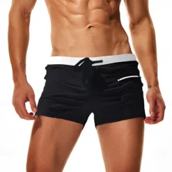 Online OUKU Men's Swim Trunks Swimwear Boxer Swim Shorts Lace up with Mesh lining Solid Colored Tropical Quick Dry Holiday Swimming Pool Sporty Basic Slim Light Blue Black