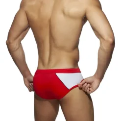Sale OUKU Men's Swimwear Swim Briefs Drawstring Color Block Antibacterial Leak Proof Beach Swimming Pool Fashion Simple Light Blue Red Micro-elastic
