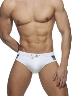Online OUKU Men's Swimwear Swim Briefs Print Color Block Breathable Soft Daily Wear Weekend Stylish Simple Black White