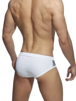 Online OUKU Men's Swimwear Swim Briefs Print Color Block Breathable Soft Daily Wear Weekend Stylish Simple Black White