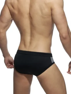 Online OUKU Men's Swimwear Swim Briefs Print Color Block Breathable Soft Daily Wear Weekend Stylish Simple Black White