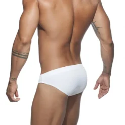Sale OUKU Men's Swimwear Swim Briefs Swim Thong Plain Breathable Soft Daily Wear Weekend Stylish Simple Black White