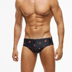 Clearance OUKU Men's Swimwear Swim Briefs Floral Tropical Beach Swimming Pool Sporty Basic Black White