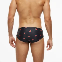 Clearance OUKU Men's Swimwear Swim Briefs Floral Tropical Beach Swimming Pool Sporty Basic Black White
